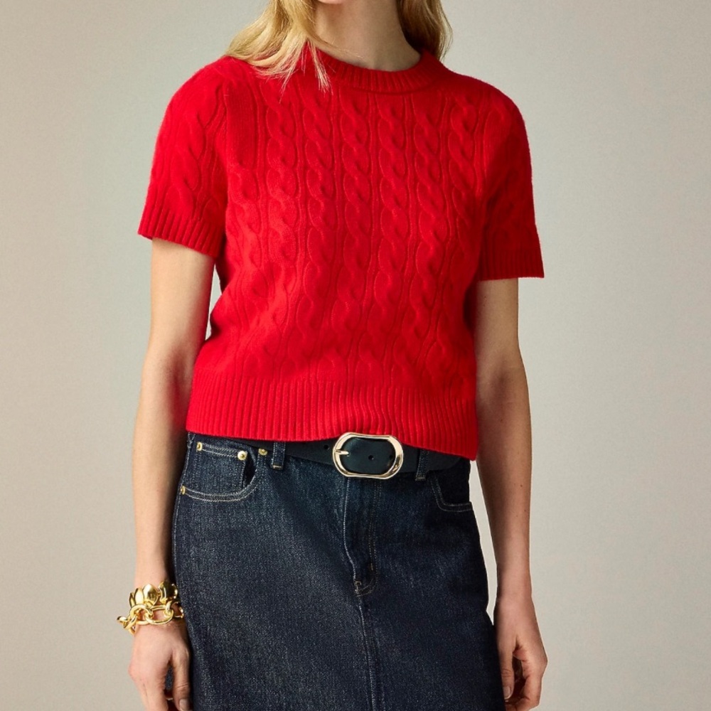 J. Crew Cashmere Cable Knit Tee Size XXL